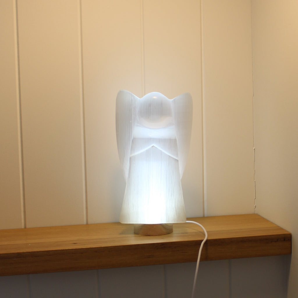 Selenite Angel lamp