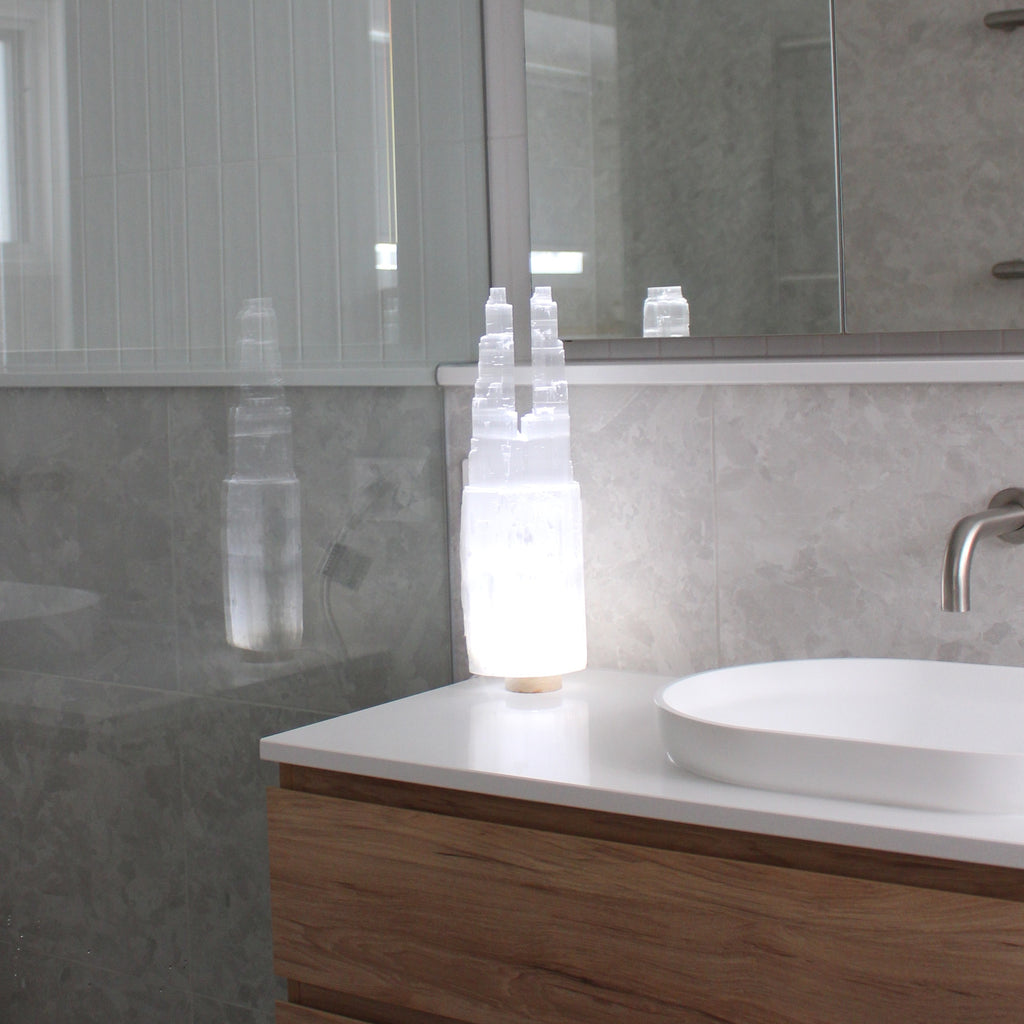 Twin top Selenite Lamp 40cm