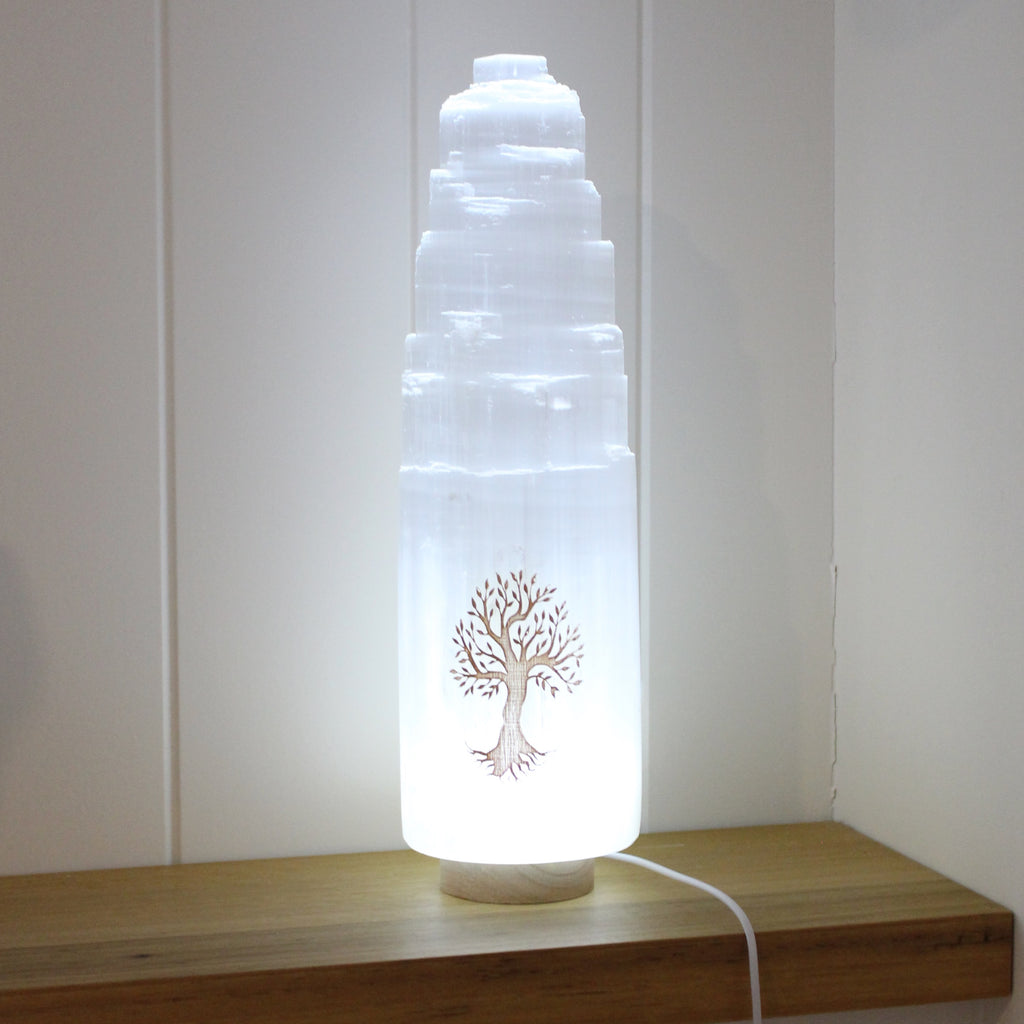 Tree of life selenite lamp 30cm