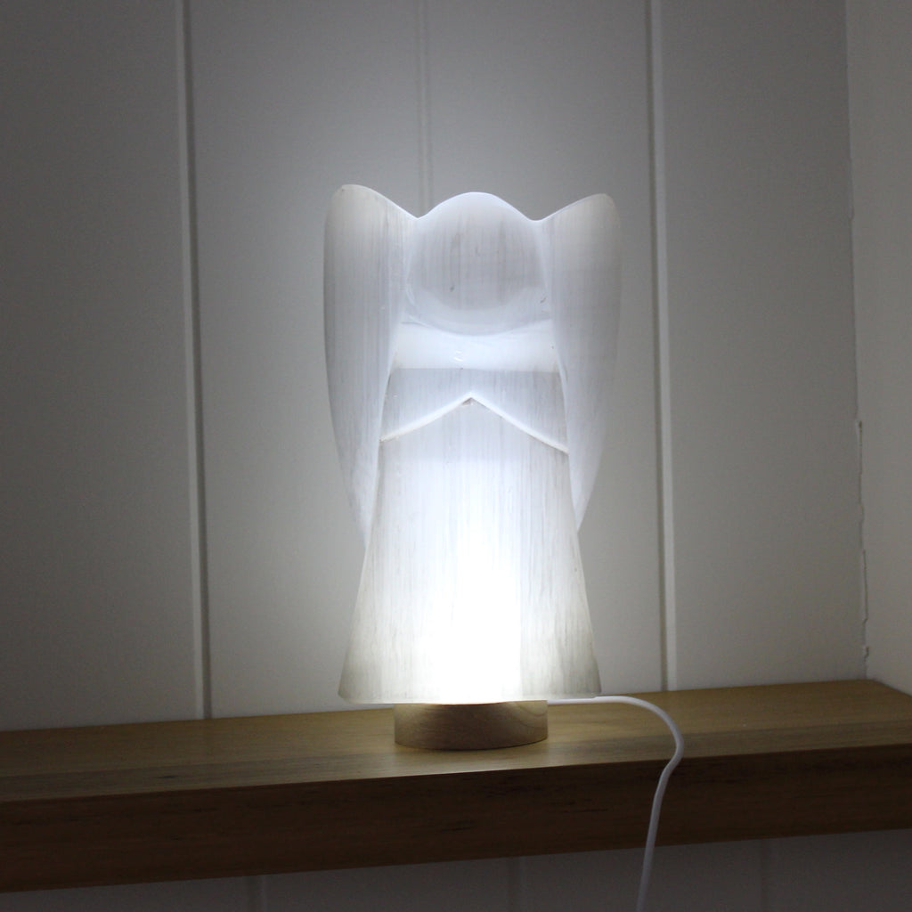 Selenite Angel lamp
