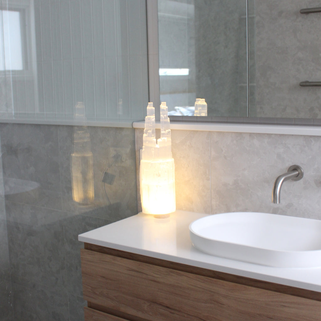 Twin top Selenite Lamp 40cm