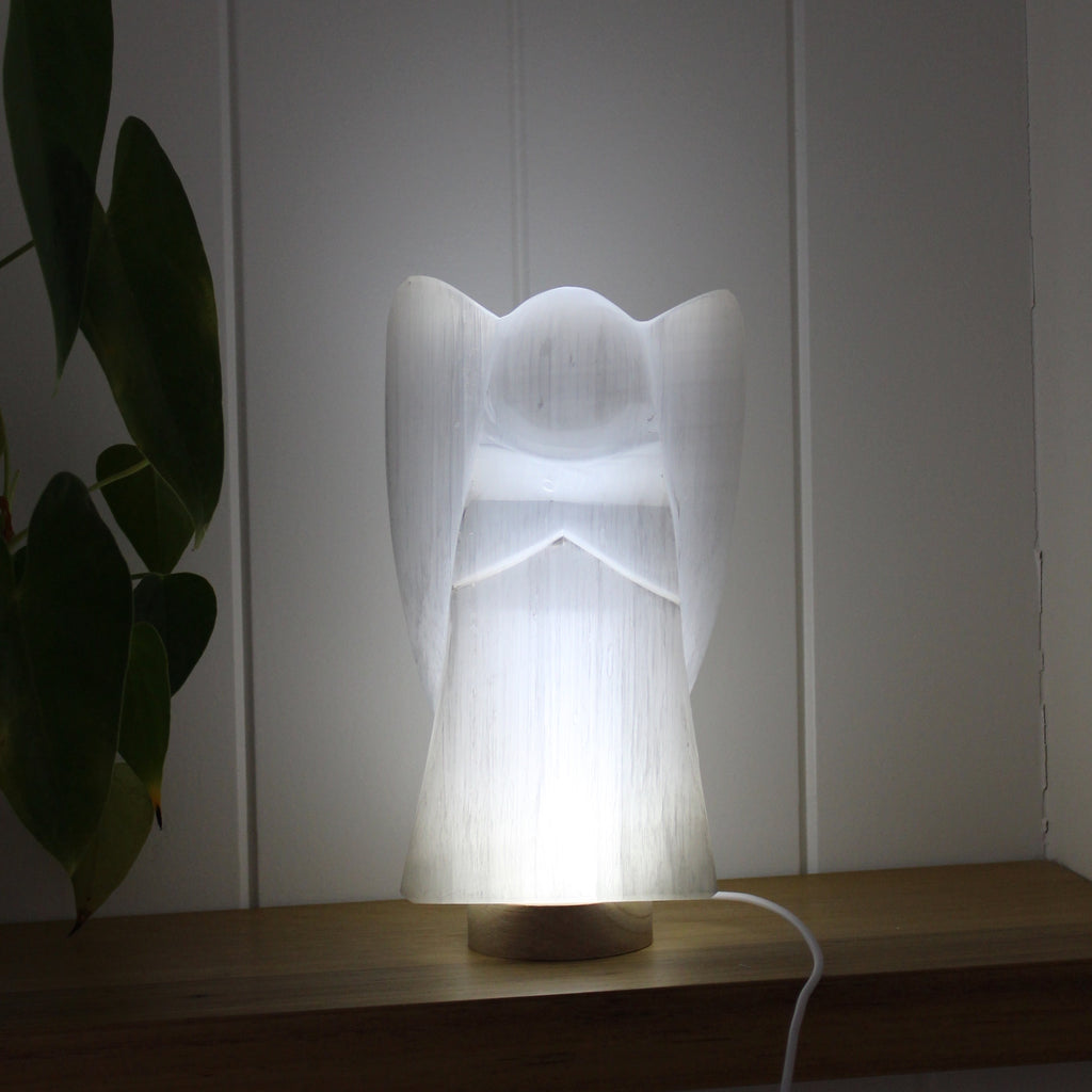 Selenite Angel lamp