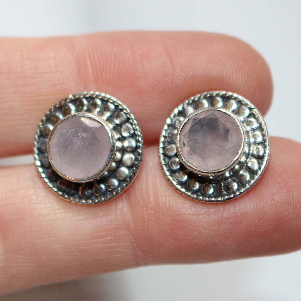 Rose quartz studs