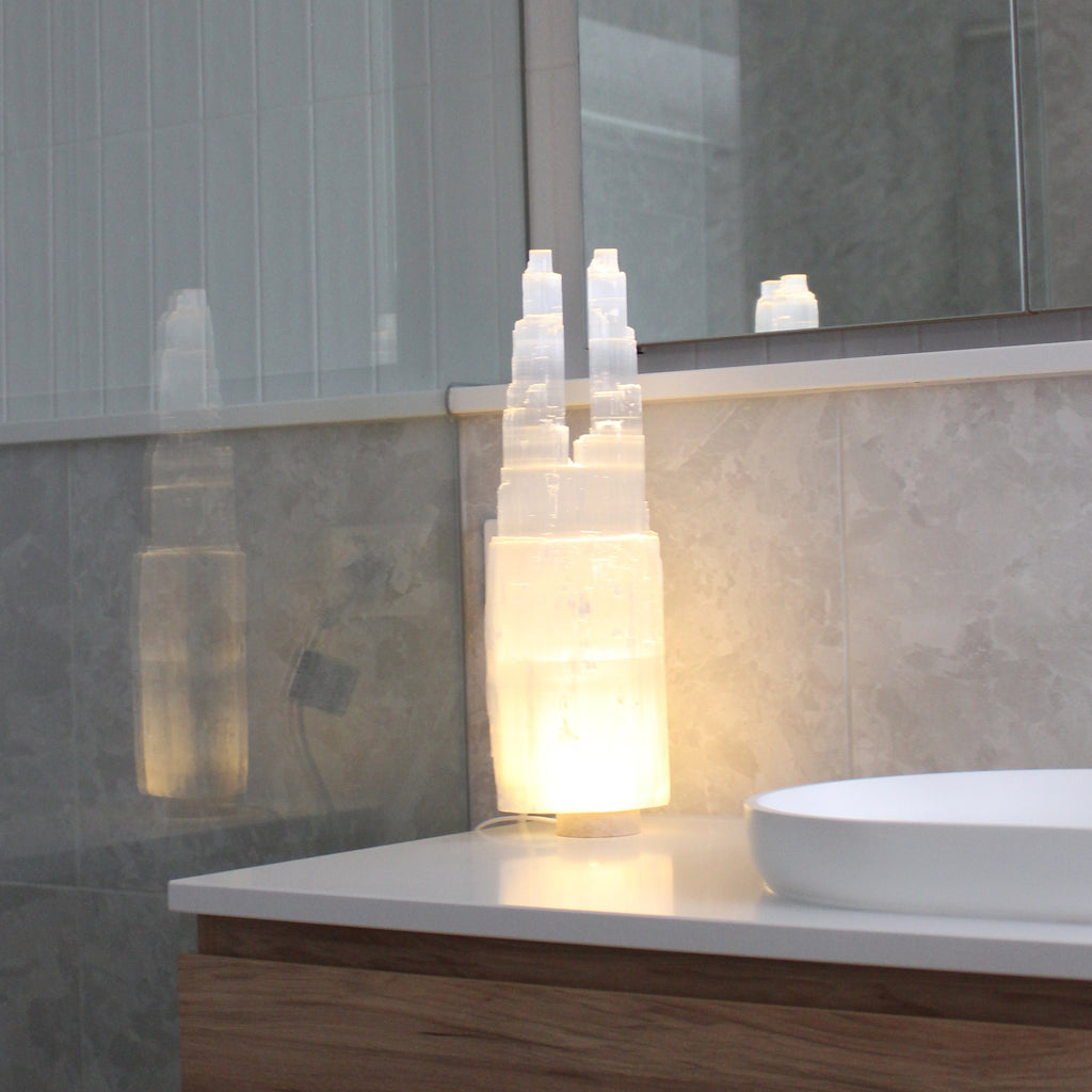 Twin top Selenite Lamp 40cm