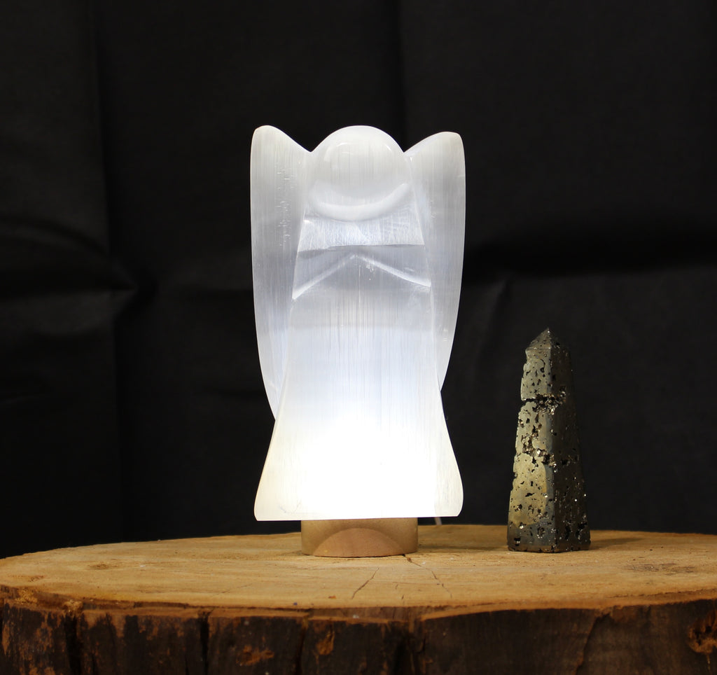 Selenite Angel lamp