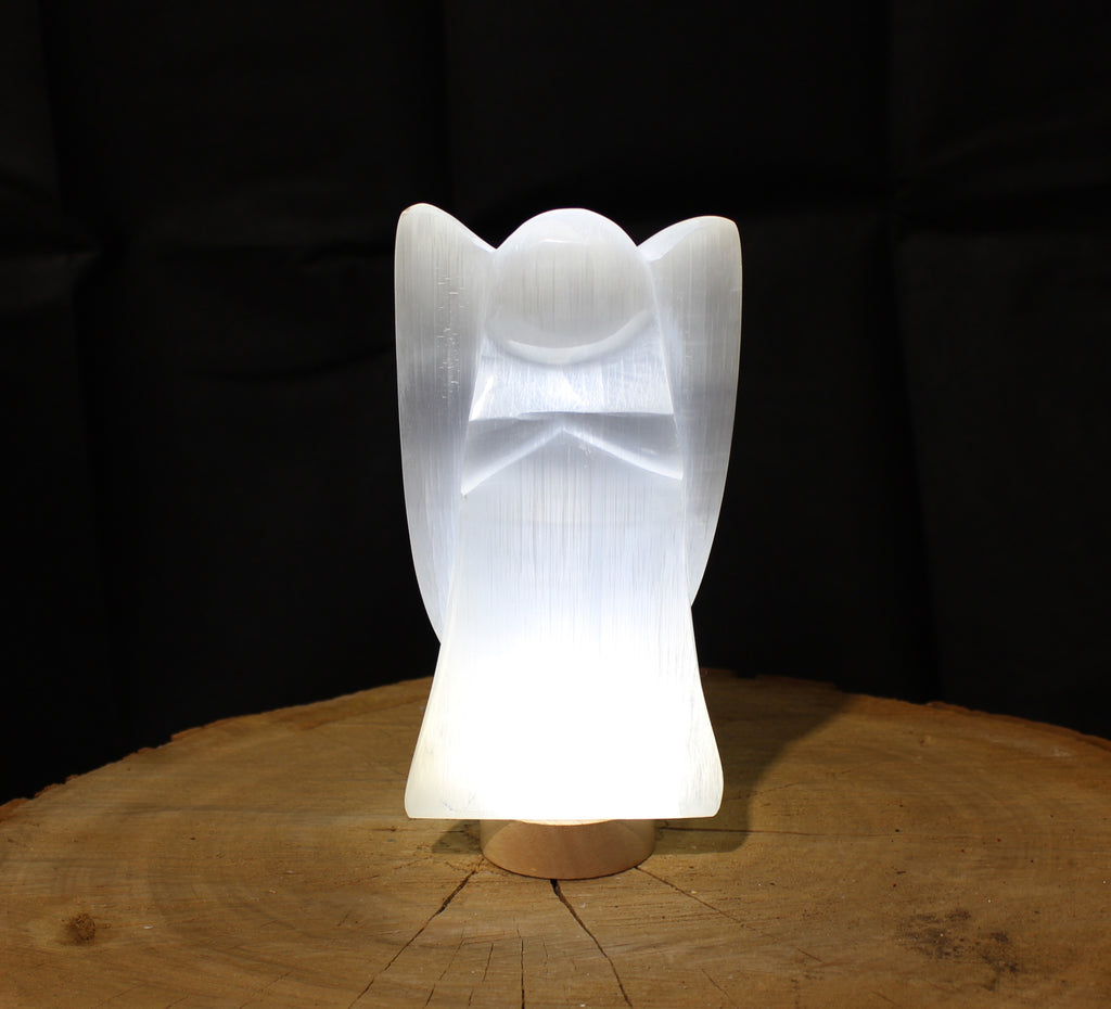 Selenite Angel lamp