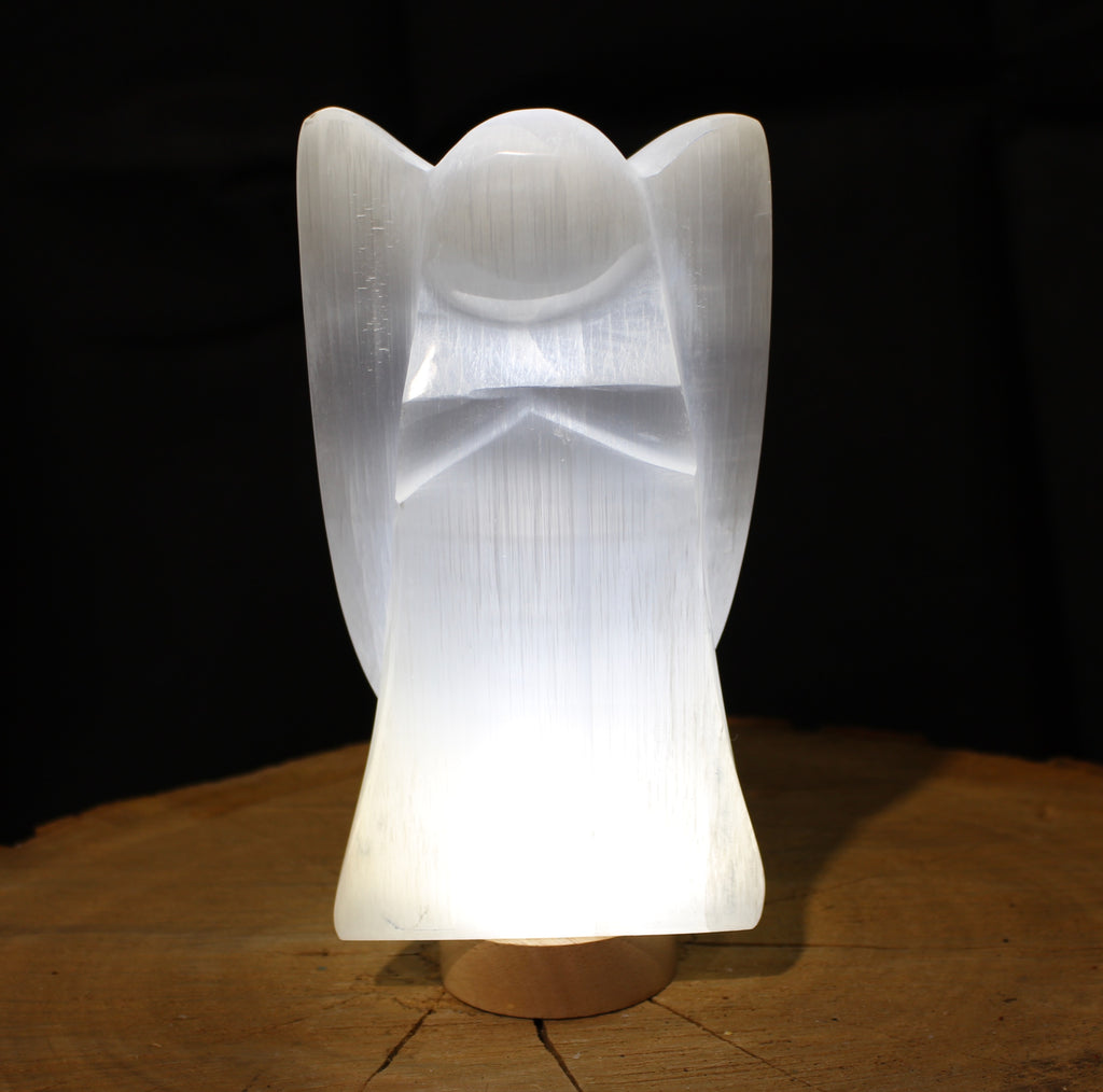 Selenite Angel lamp