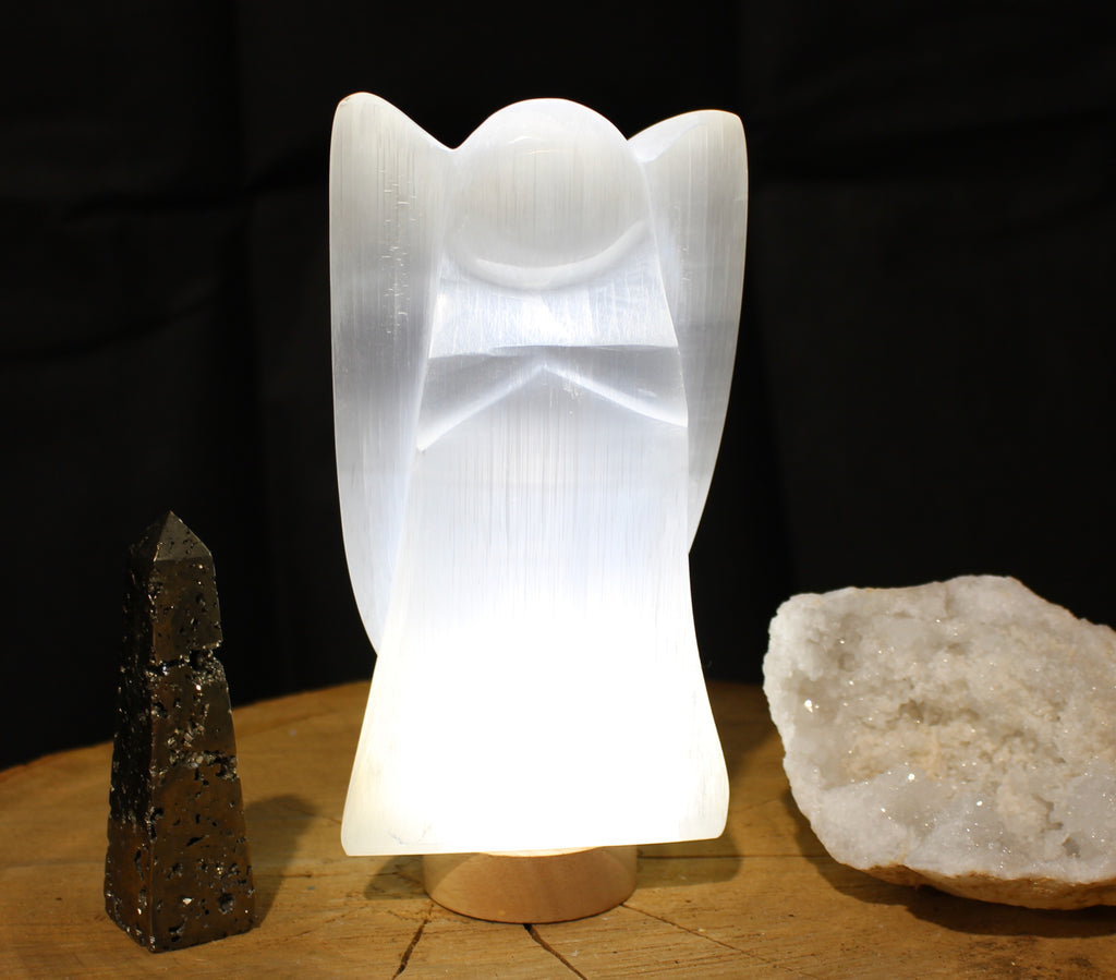Selenite Angel lamp