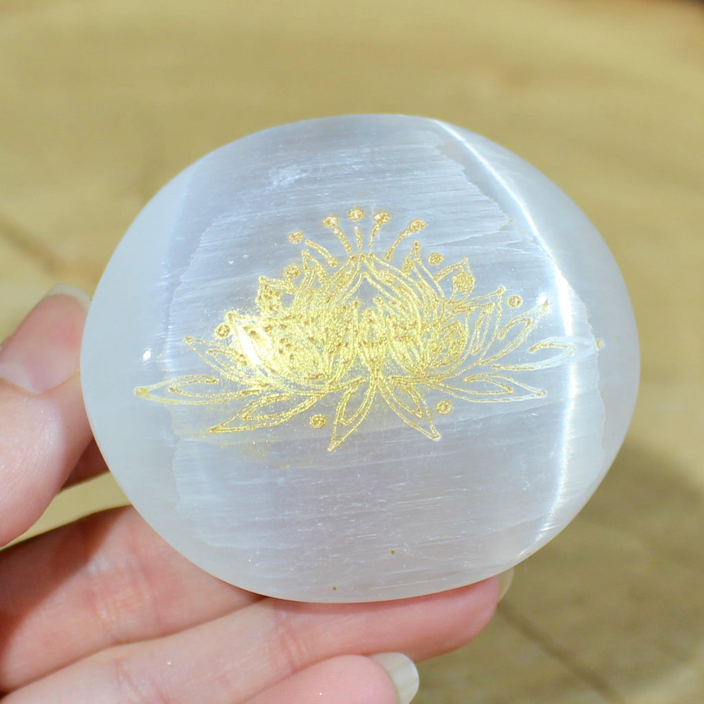 Lotus Selenite Palm stone