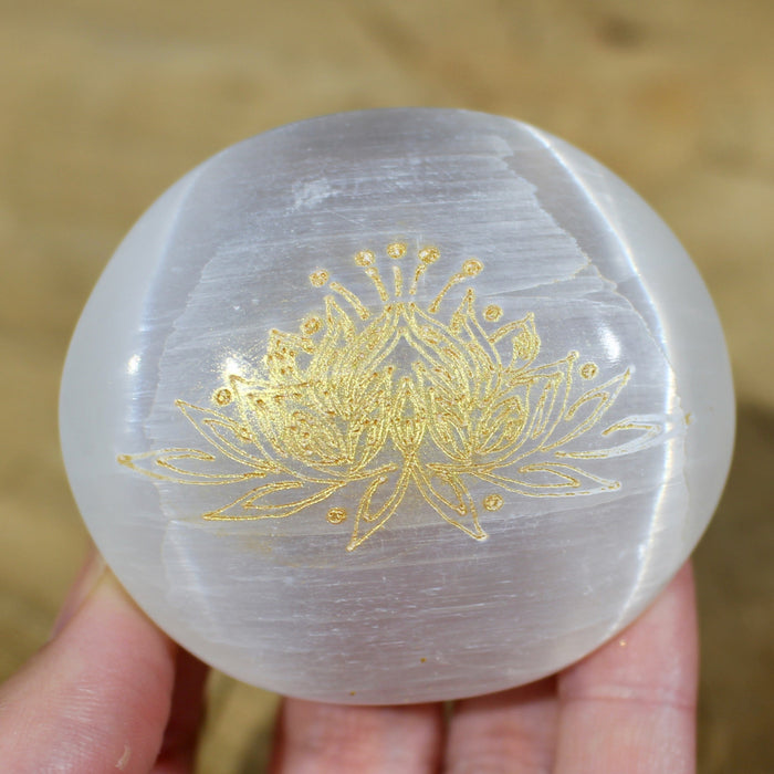 Lotus Selenite Palm stone