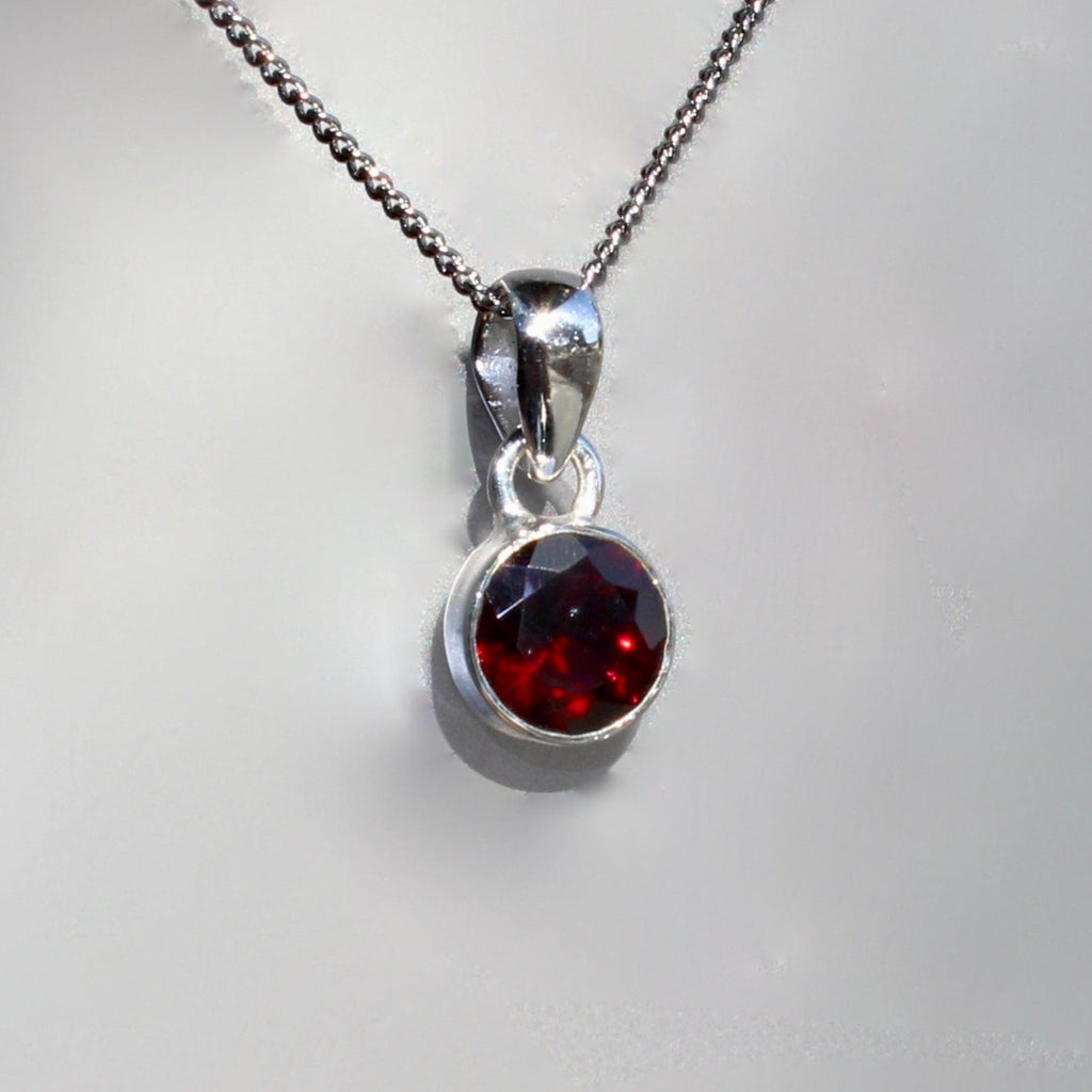 January Garnet birthstone 8mm pendent