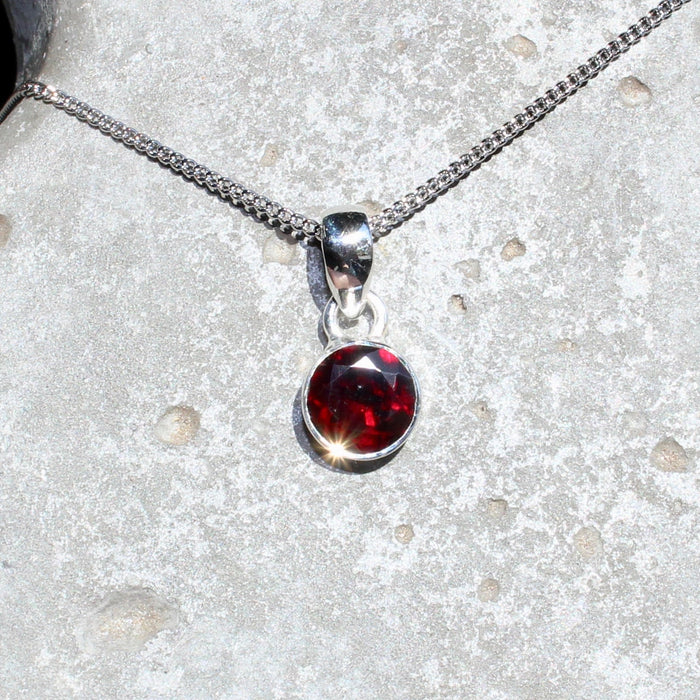 January Garnet birthstone 8mm pendent