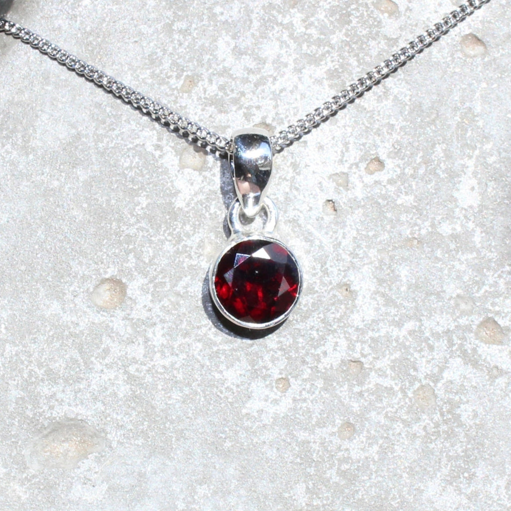 January Garnet birthstone 8mm pendent