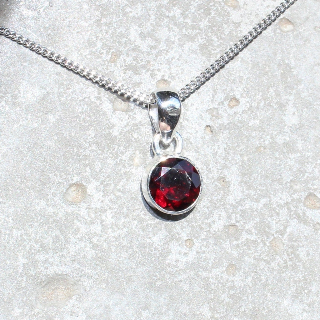 January Garnet birthstone 8mm pendent