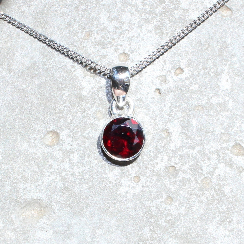 January Garnet birthstone 8mm pendent