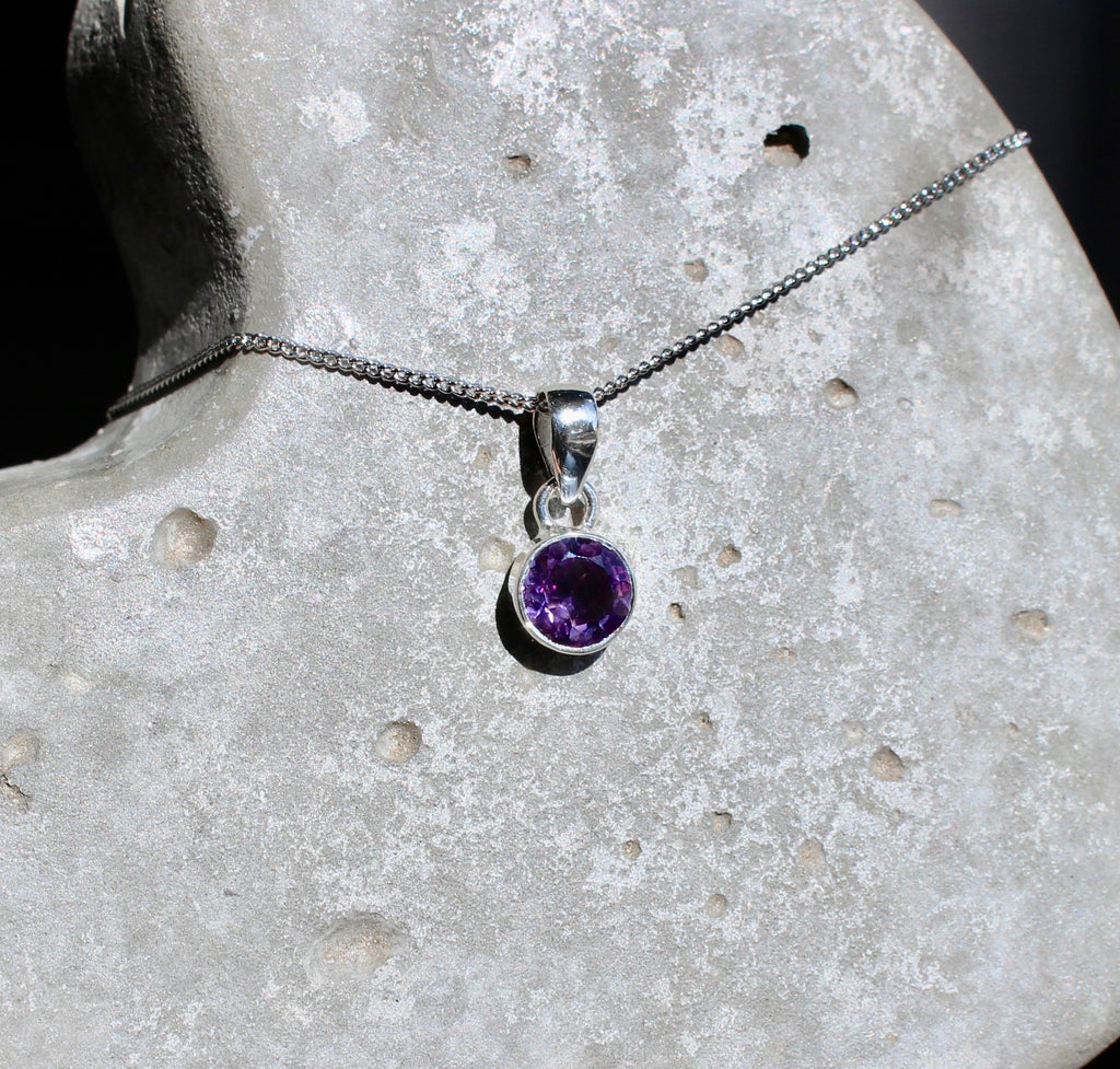February Amethyst Birthstone 8mm pendant