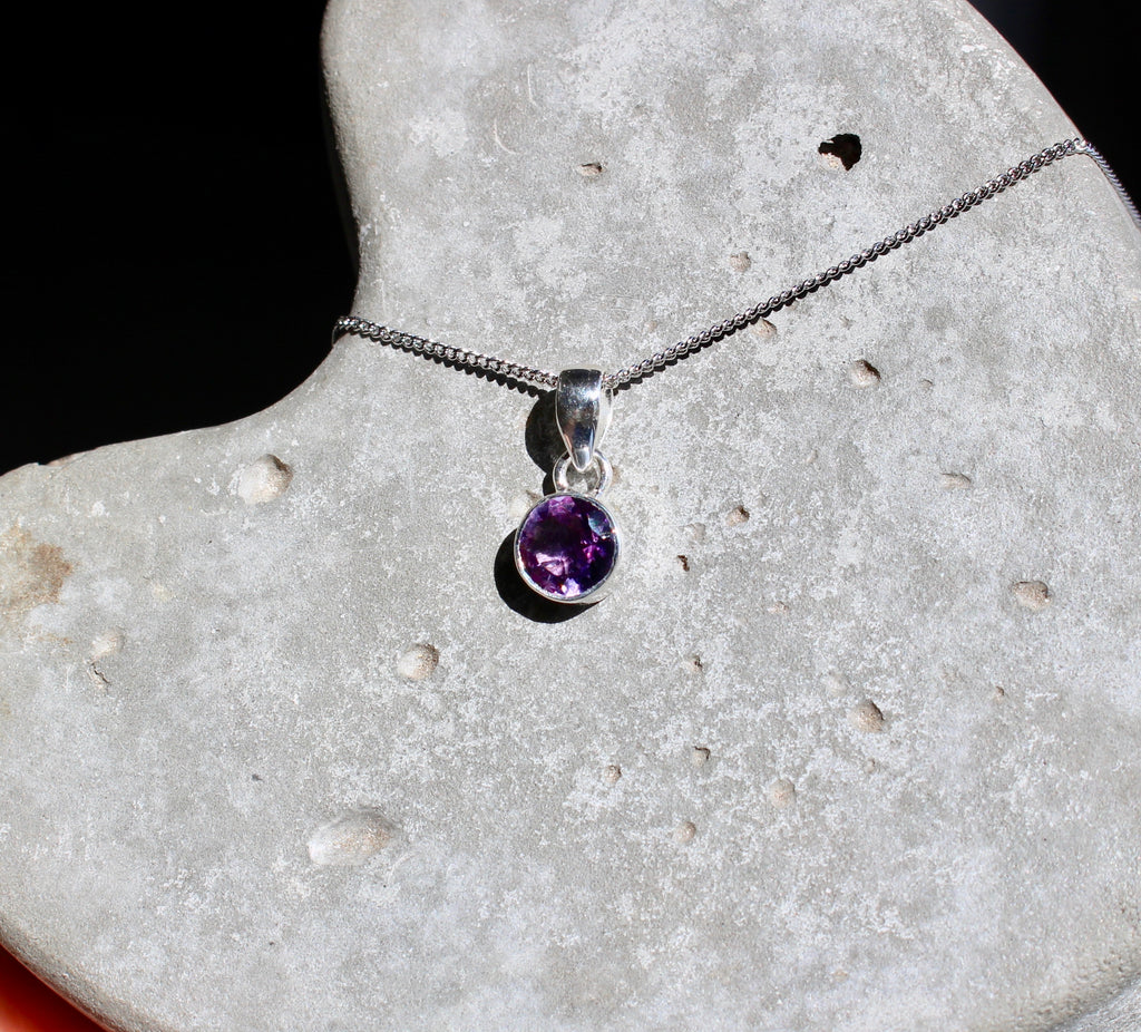 February Amethyst Birthstone 8mm pendant