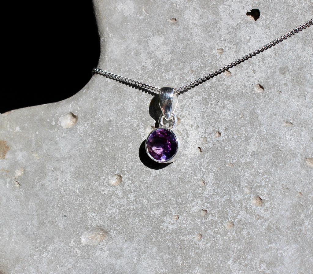 February Amethyst Birthstone 8mm pendant