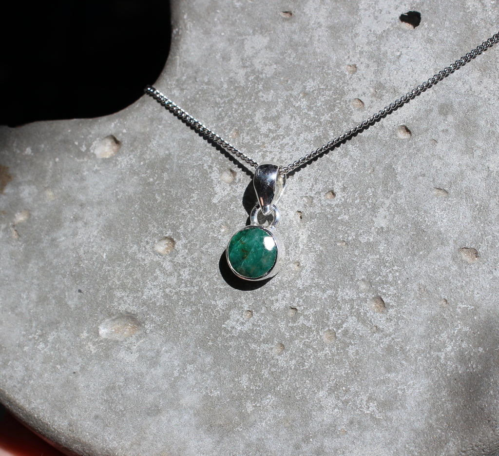 May Emerald Birthstone 8mm Pendant
