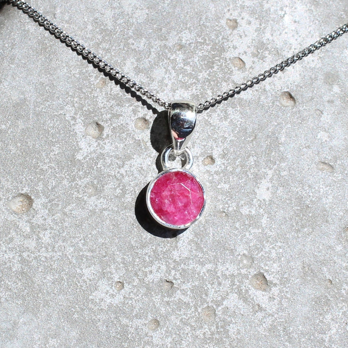 July Ruby Birthstone 8mm Pendant