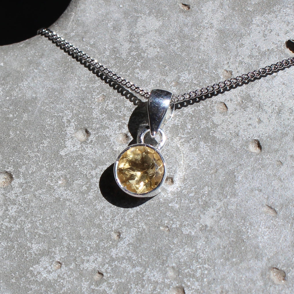 November Citrine Birthstone 8mm Pendant