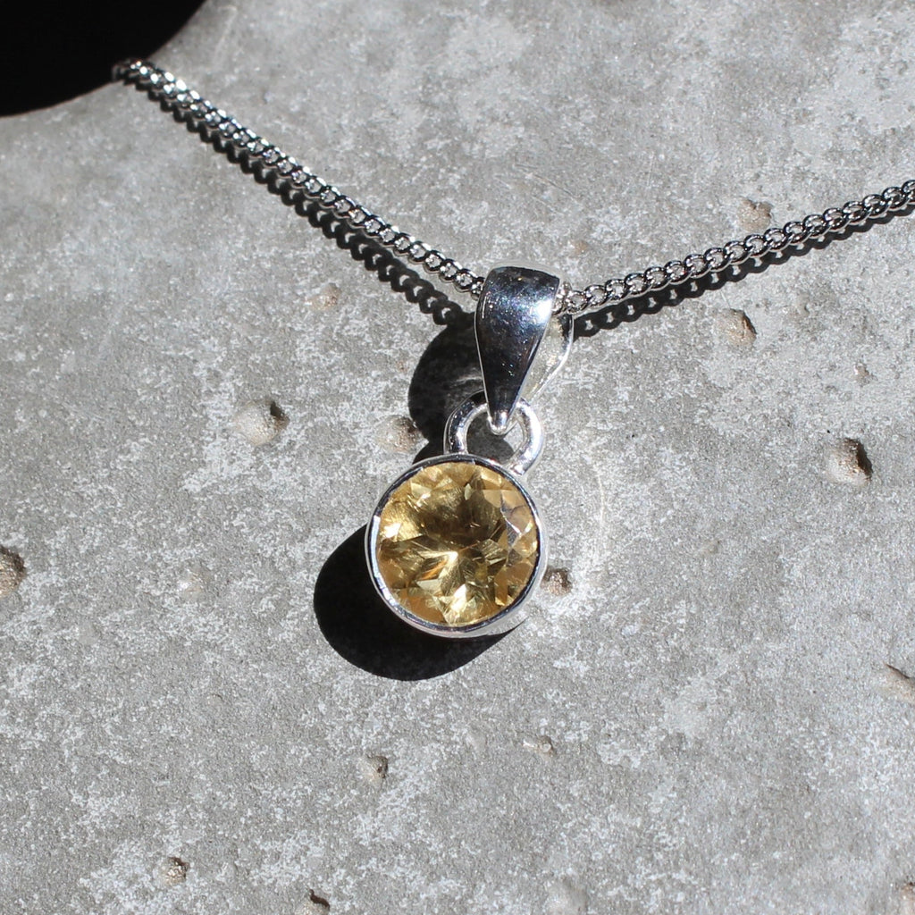 November Citrine Birthstone 8mm Pendant