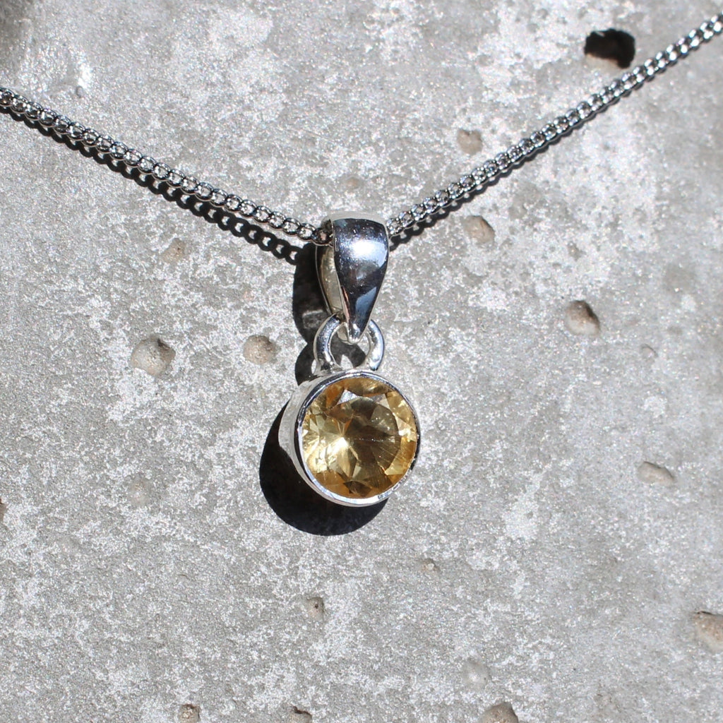 November Citrine Birthstone 8mm Pendant