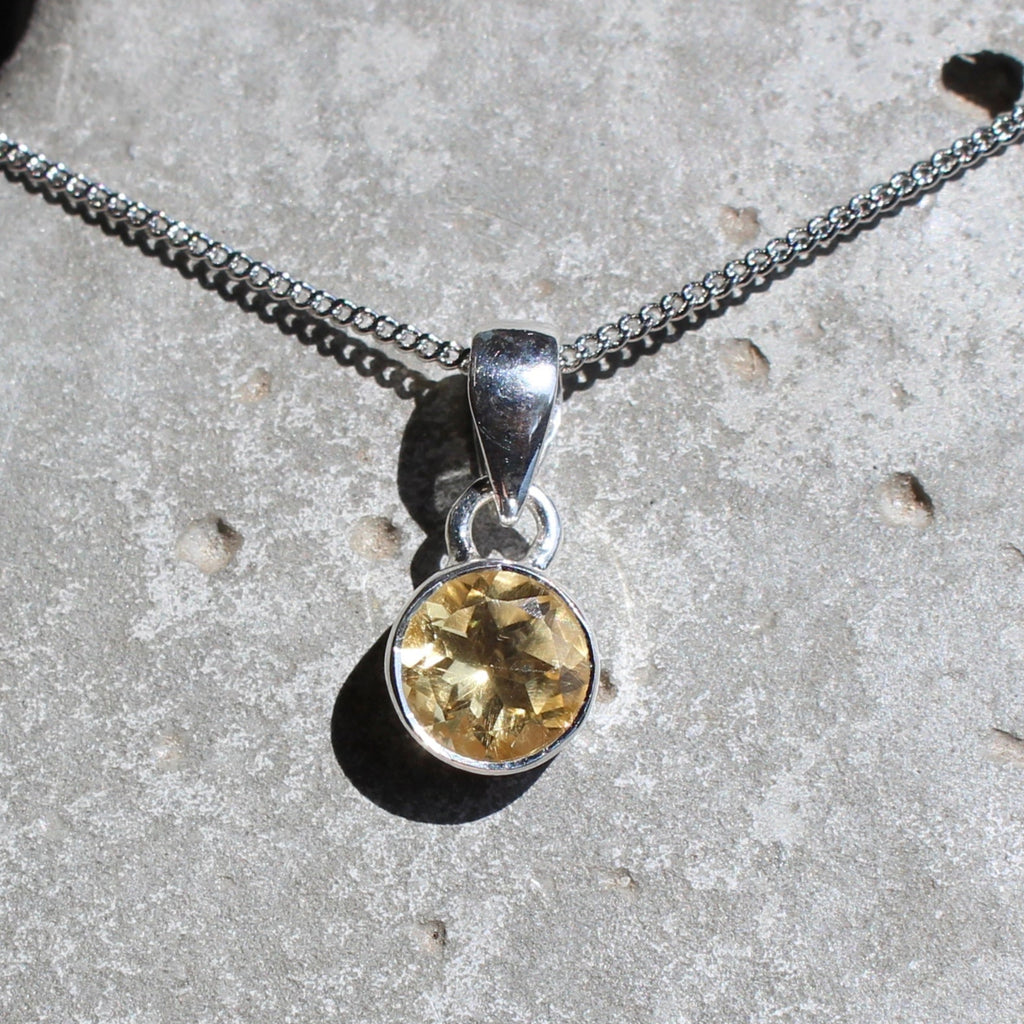 November Citrine Birthstone 8mm Pendant