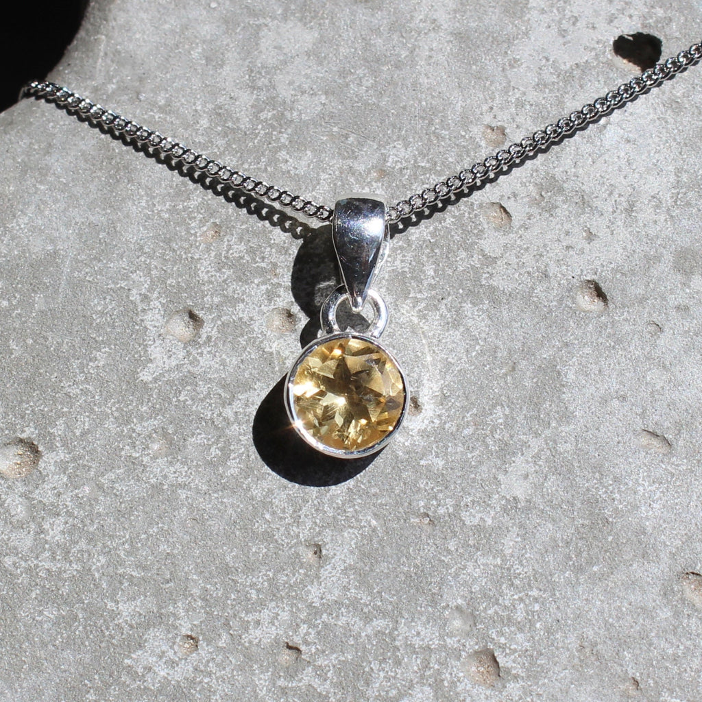 November Citrine Birthstone 8mm Pendant