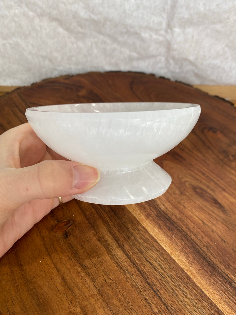 Selenite bowl with stand