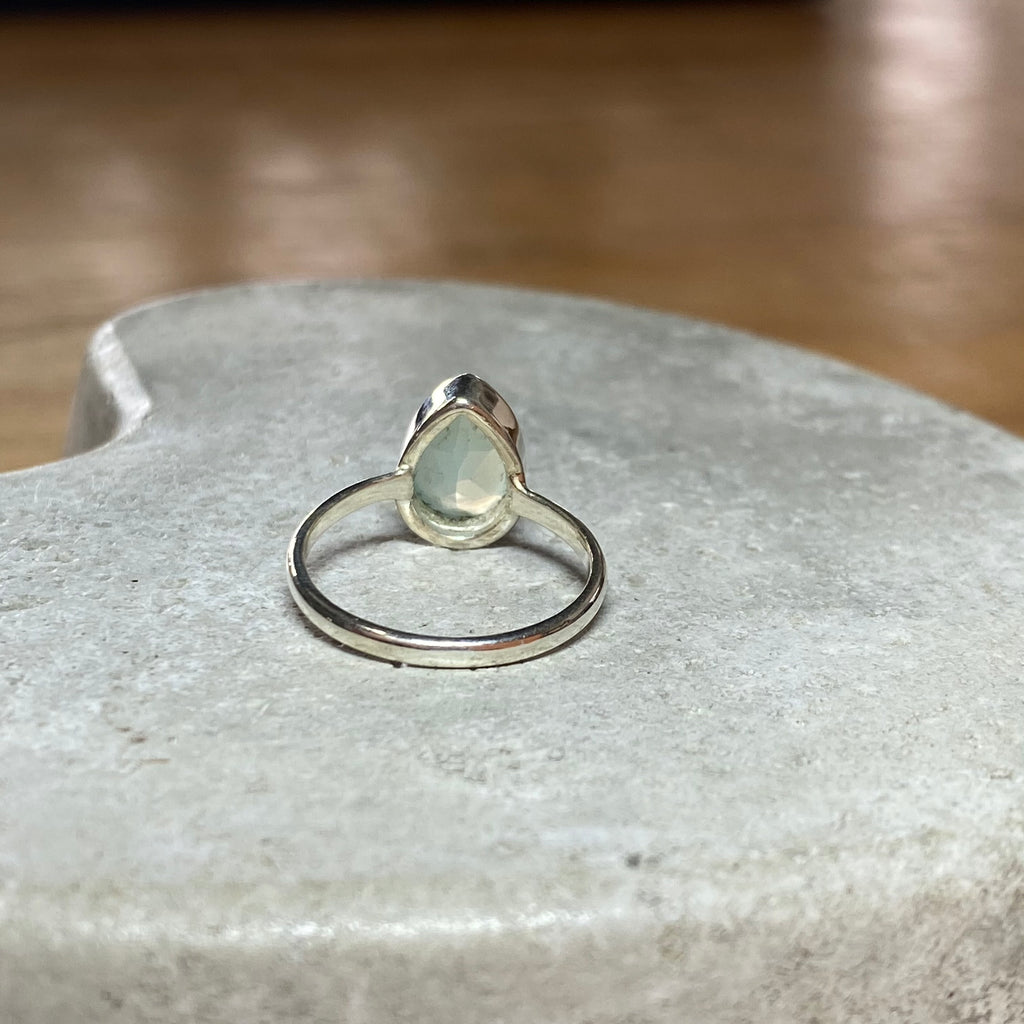 Aqua chalcedony faceted ring sterling silver