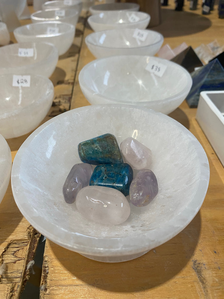 Selenite bowl with stand